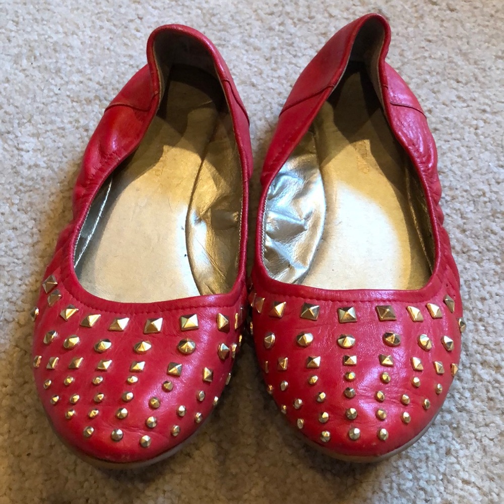 Ivanka Trump red studded flats